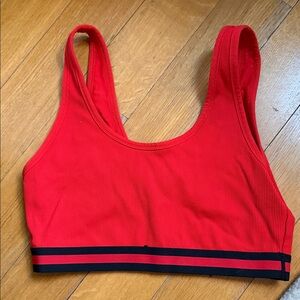 solid & striped Red Sports Bra with Black Trim